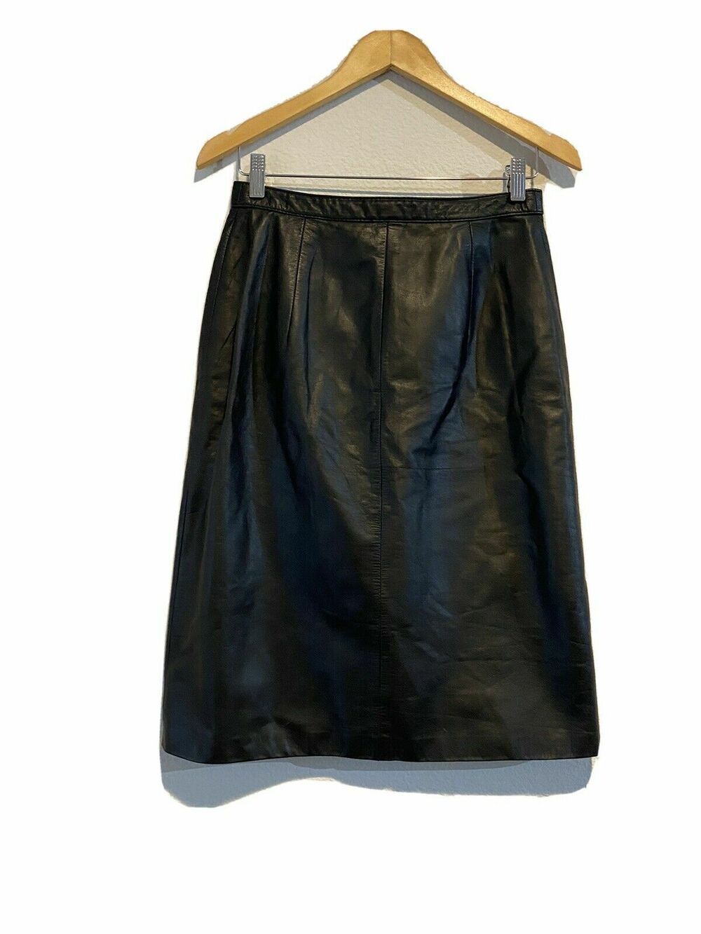 West Bay Sport Leathers Vintage 100% Leather Pencil Skirt Size 8 Black